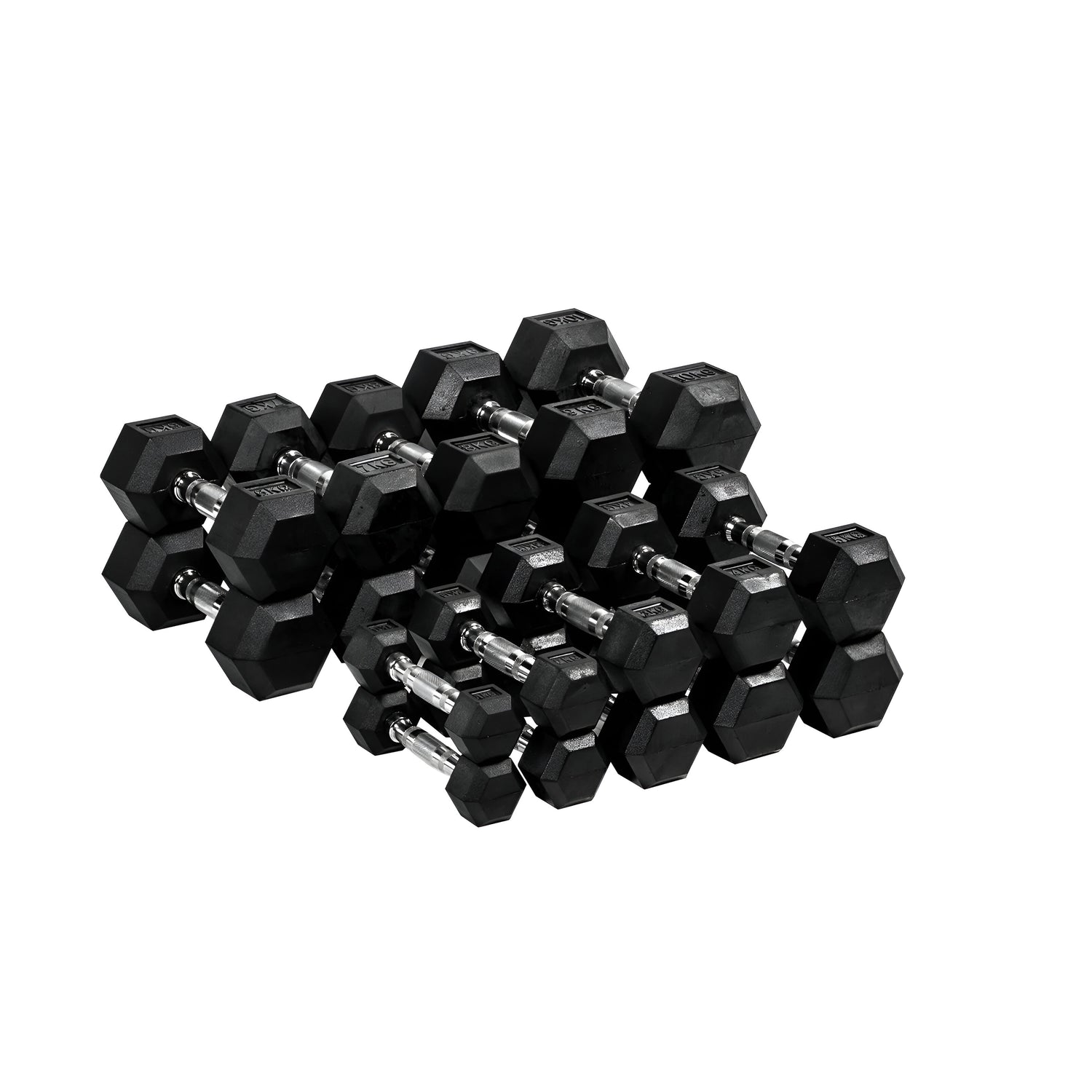 Innofit 1-20kg Rubber Hex Dumbbell 14 Pair Set