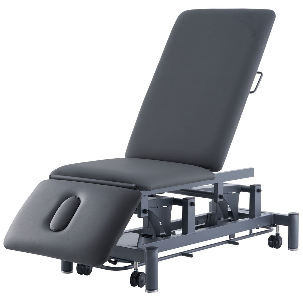 CubicHealth 3 Section Short Head Treatment Table with Footbar, Black Frame Black Upholstery