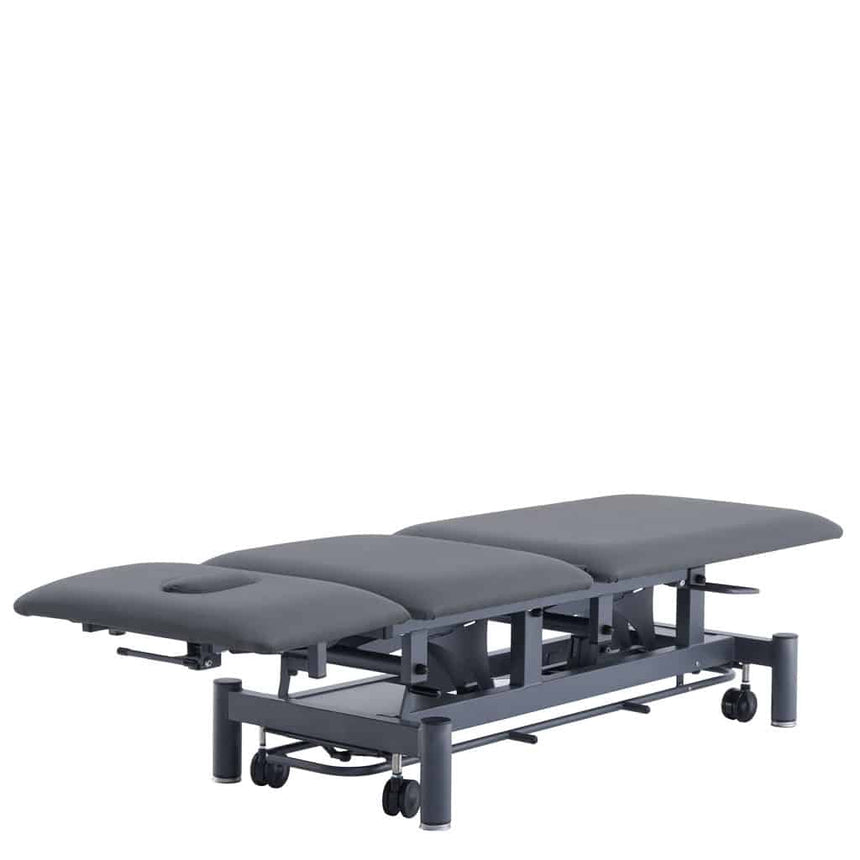 CubicHealth 3 Section Short Head Treatment Table with Footbar, Black Frame Black Upholstery