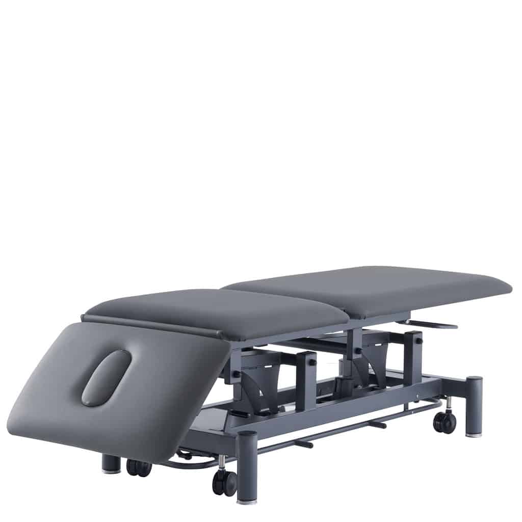 CubicHealth 3 Section Short Head Treatment Table with Footbar, Black Frame Black Upholstery