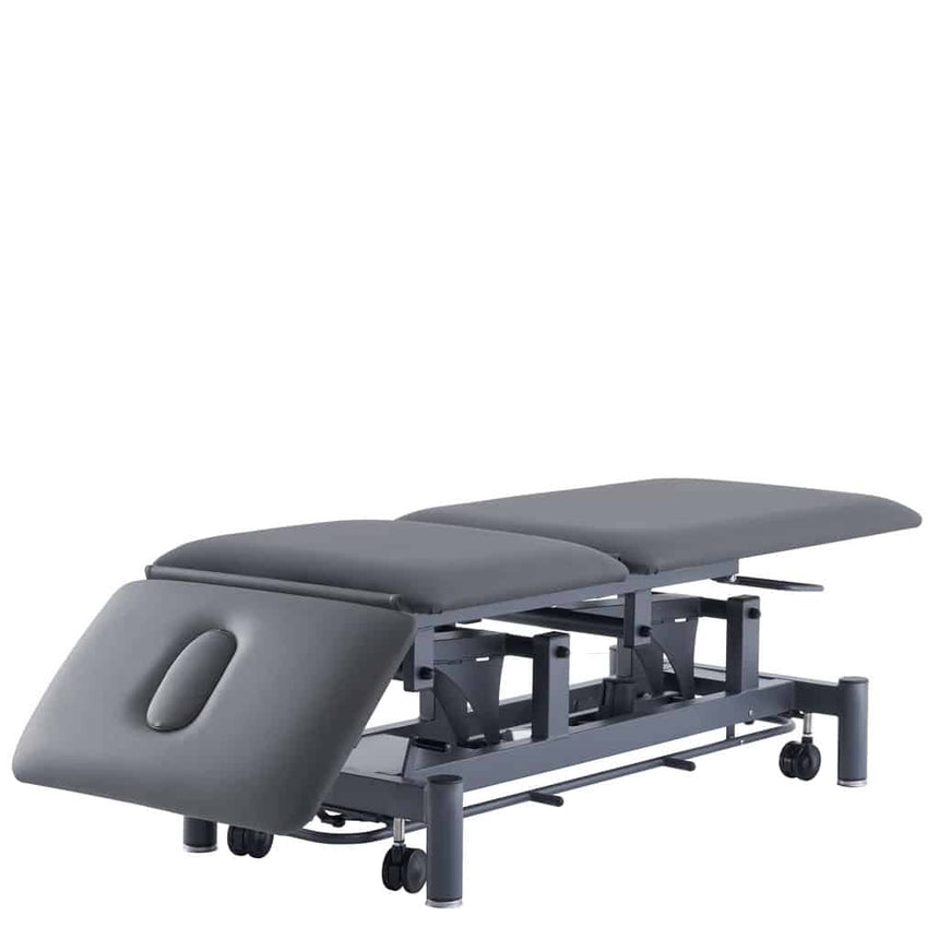 CubicHealth 3 Section Short Head Treatment Table with Footbar, Black Frame Black Upholstery