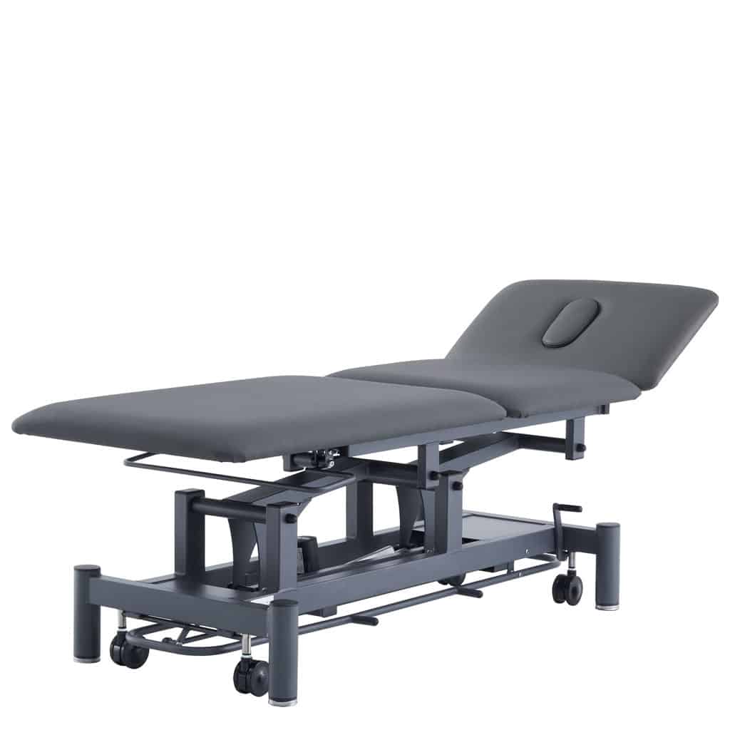 CubicHealth 3 Section Short Head Treatment Table with Footbar, Black Frame Black Upholstery