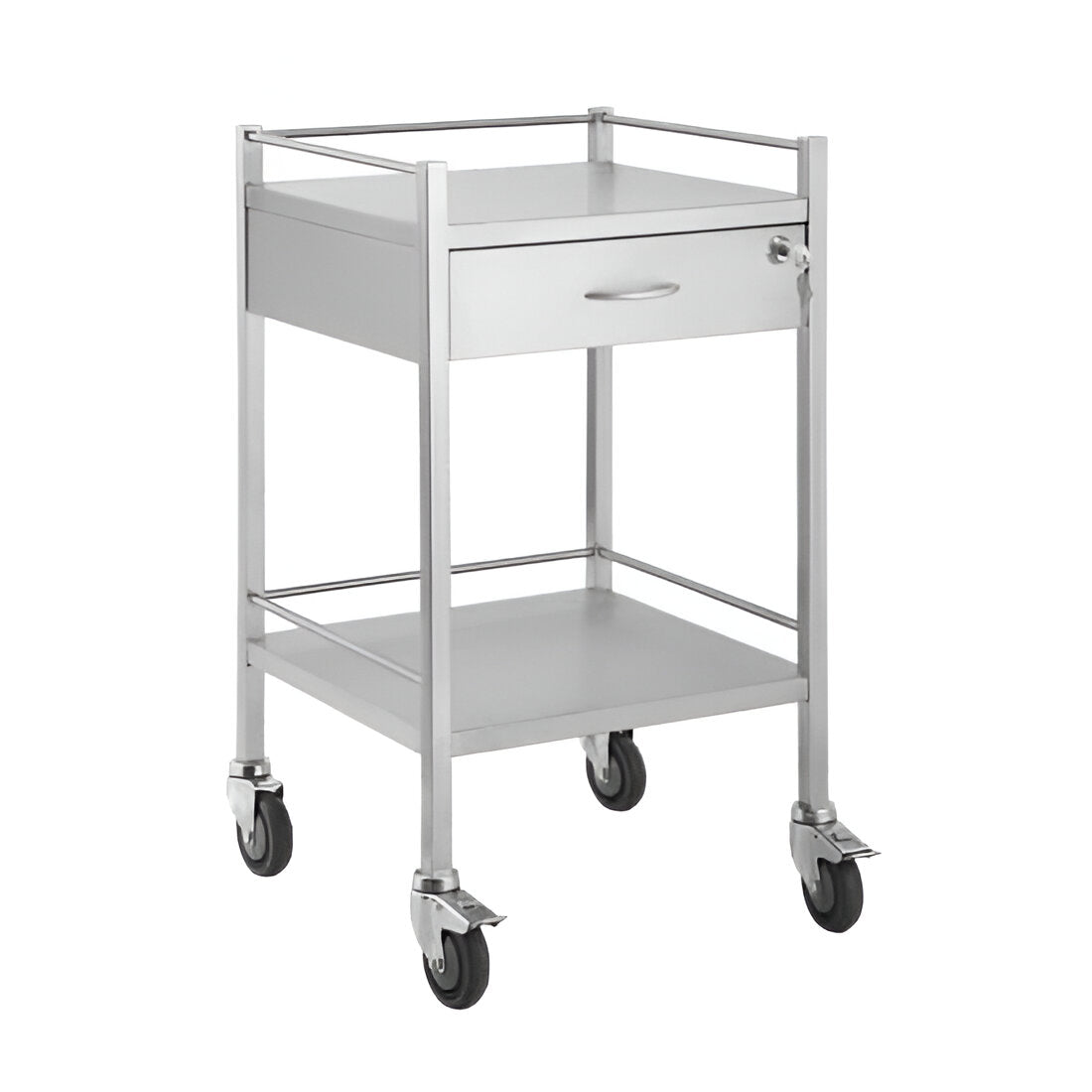 CubicHealth Stainless Steel Single Trolley 1 Drawer + Lock