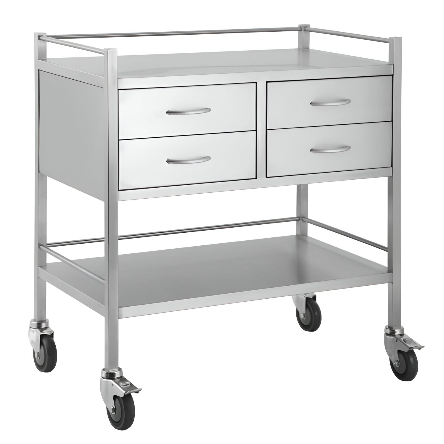 CubicHealth Stainless Steel Double Trolley 4 Drawer (Two Over Two)