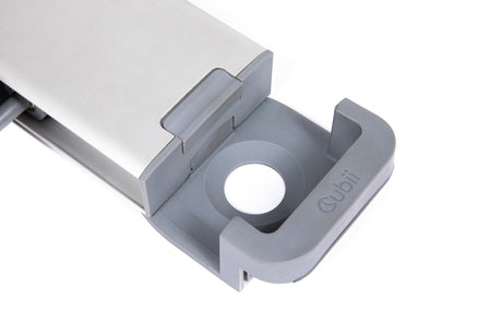 Gray and white electronic device with 'Cubii' branding on a white background