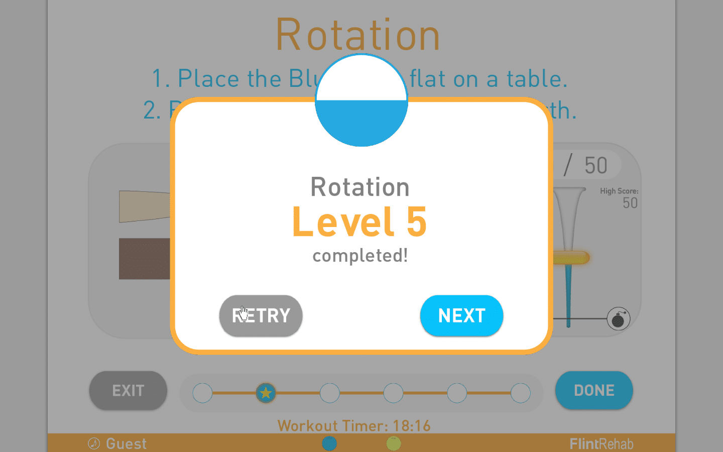 FitMi Level Completed Screen 1