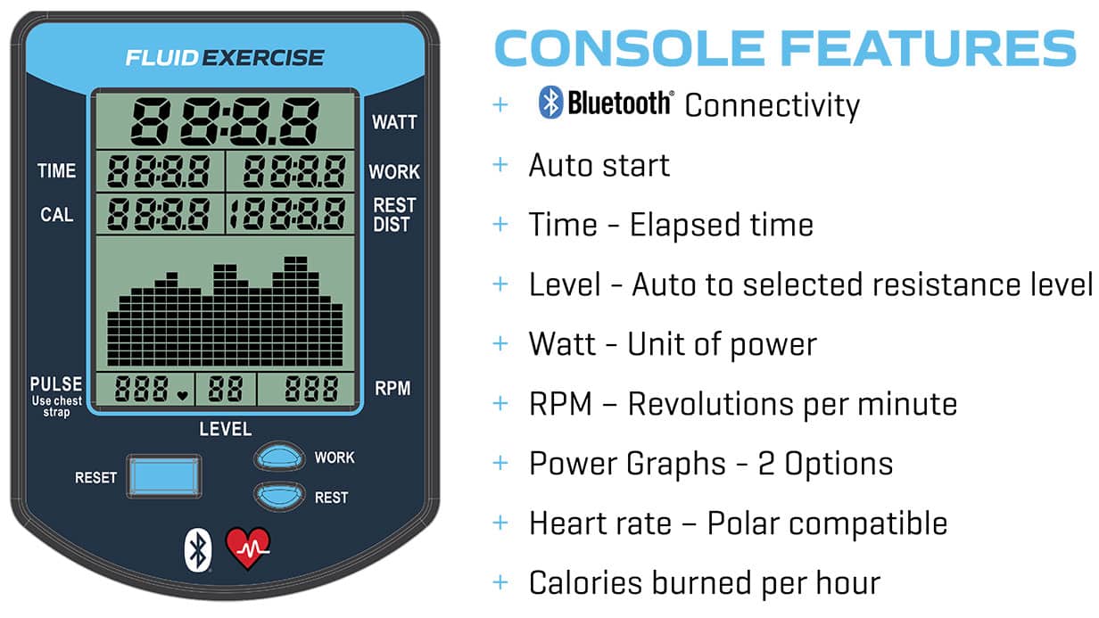 Fluid E685 Arm Cycle UBE Upper Body Ergometer Console Features