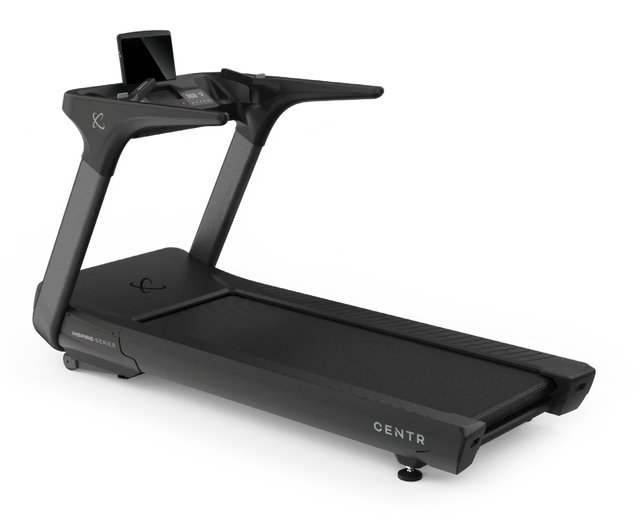 Black treadmill with 'CENTR' branding on a white background