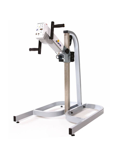A standing Active Passive Trainer (APT) on a Hi-Low Stand Bundle, primarily designed for physical therapy, with metal construction and electronic controls.