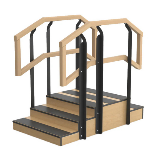 Therakit S32F straight up and over dual handrail exercise training stairs