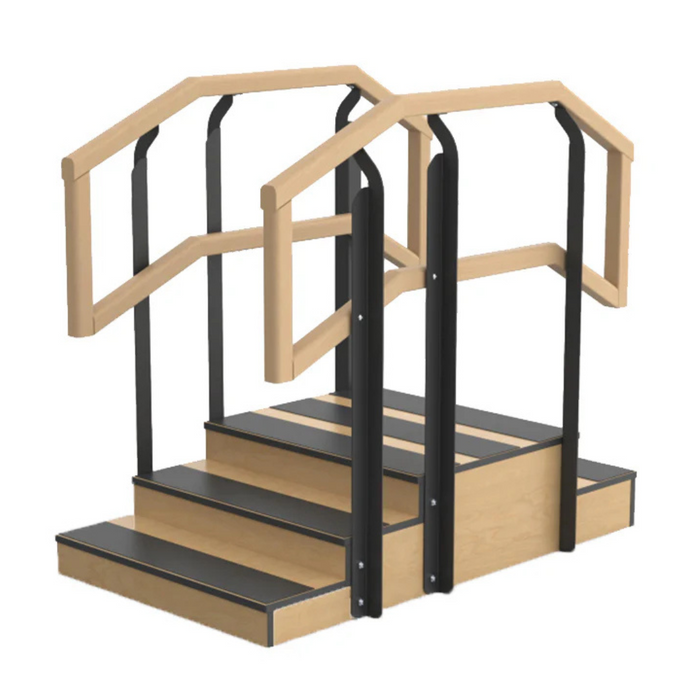 Therakit S32F straight up and over dual handrail exercise training stairs