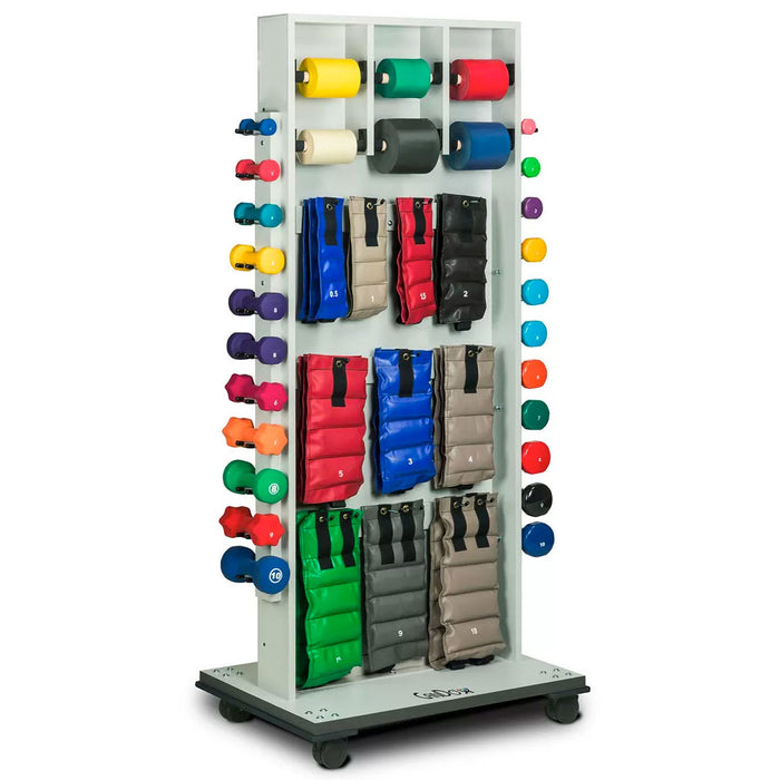 Therakit mobile treatment storage rack with mirror, front view