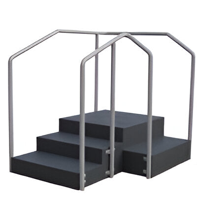 AusCo C32FC Corner Exercise Training Stairs Compact Design with Fixed Height Stainless Steel Handrails