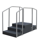 AusCo S32FC Straight Up & Over Exercise Training Stairs Compact Design with Fixed Height Stainless Steel Handrails 3 Stairs Up 2 Stairs Down