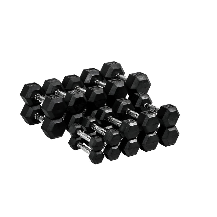 Therakit 1-10kg Rubber Hex Dumbbell 10 Pair Set