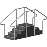 AusCo S43F+ Straight Up & Over Exercise Training Stairs with Fixed Height Stainless Steel Handrails Access+ Entry Rail 4 Stairs Up 3 Stairs Down