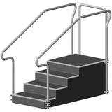 AusCo D40F+ Dead End Exercise Training Stairs with Fixed Height Stainless Steel Handrails Access+ Entry Rail 4 Stairs Up
