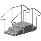 AusCo S32F+ Straight Up & Over Exercise Training Stairs Up with Fixed Height Stainless Steel Handrails, Access+ Entry Rail, 3 Stairs Up, 2 Stairs Down
