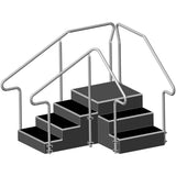 AusCo C43F+ Corner Exercise Training Stairs with Fixed Height Stainless Steel Handrails, Access+ Entry Rail