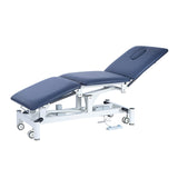 CubicHealth 3 Section Treatment Table With Drop Down Side Rails Navy Blue Upholstery