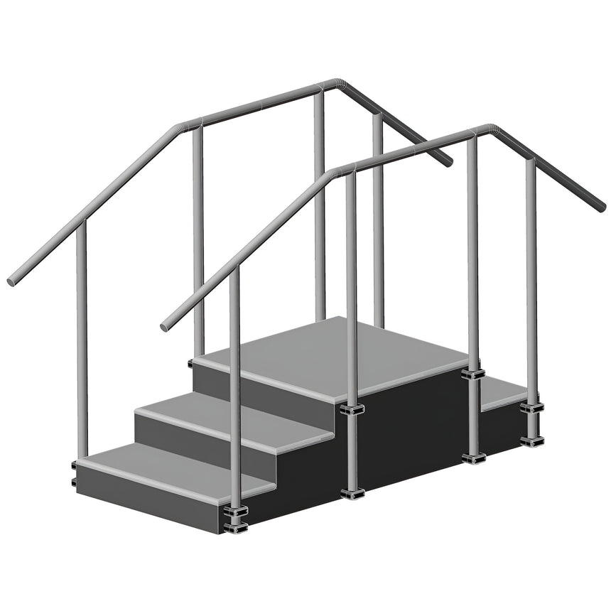 AusCo S32FS Straight Up & Over Exercise Training Stairs with Fixed Height Stainless Steel Handrails Straight EasyEntry Design 3 Stairs Up 2 Stairs Down