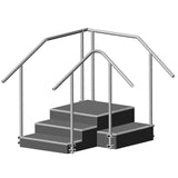 AusCo C32FS Corner Exercise Training Stairs with Fixed Height Stainless Steel Handrails Straight EasyEntry Design 3 Stairs Up 2 Stairs Down
