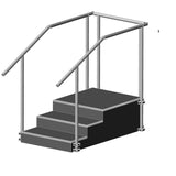 AusCo D30FS Dead End Exercise Training Stairs with Fixed Height Stainless Steel Handrails Straight EasyEntry Design 3 Stairs Up 2 Stairs Down