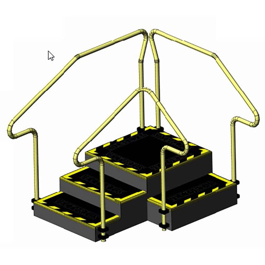 AusCo C32F+ Corner Exercise Training Stairs Access+ Fixed Height Handrails