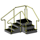 AusCo C43F+ Corner Exercise Training Stairs with Fixed Height Stainless Steel Handrails, Access+ Entry Rail