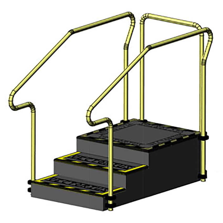AusCo D30F+ Dead End Training Stairs with Fixed Stainless Steel Handrails, Access+ Entry Rail