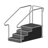 AusCo D40F Dead End Exercise Training Stairs with Fixed Height Handrails, Endless Rails, 4 Stairs Up