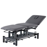 CubicHealth 3 Equal Section Medical Treatment Table with Footbar, Black Frame Black Upholstery