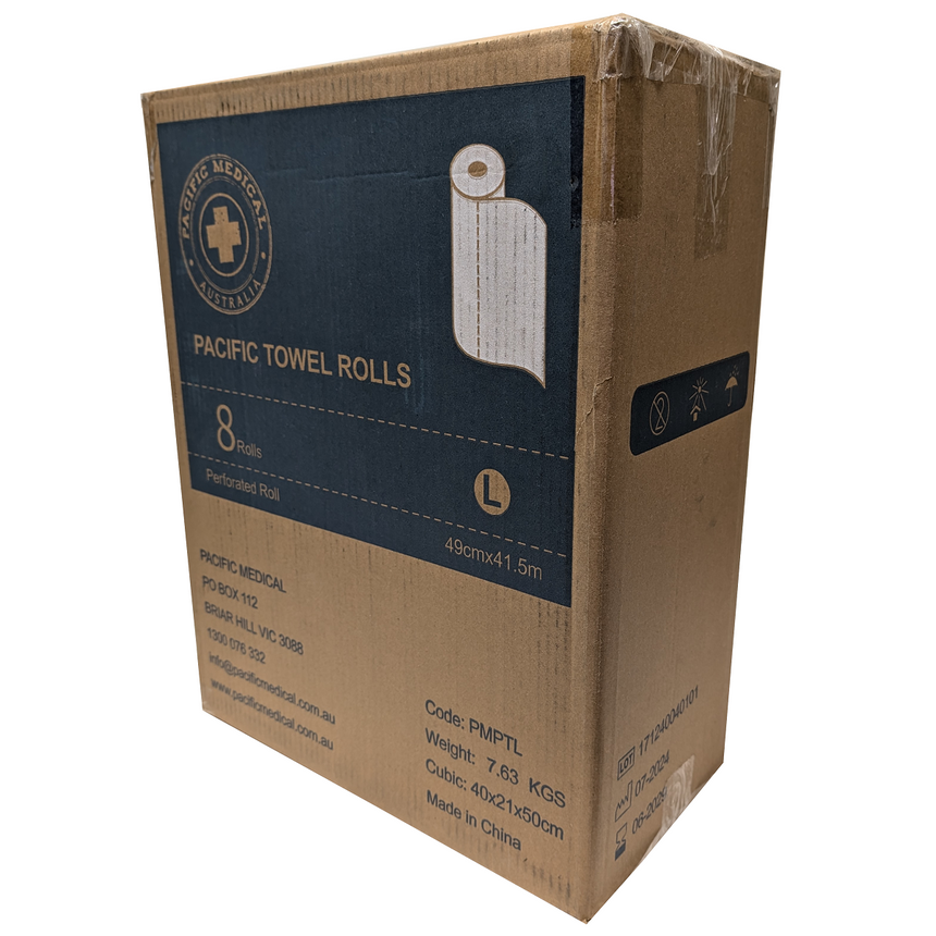 CubicHealth Perforated Paper Towel Rolls Carton of 8 Units