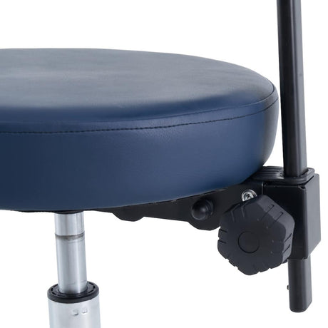 CubicHealth Round Stool With Backrest Navy Blue Back Adjustment