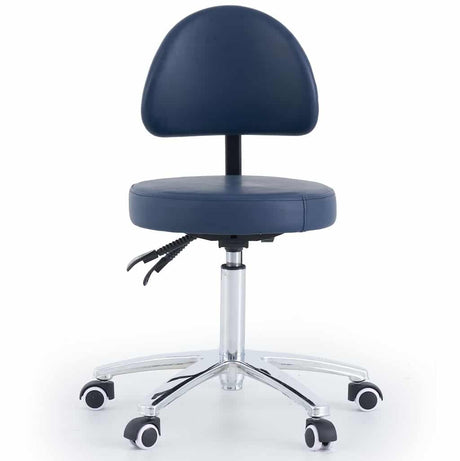 CubicHealth Round Stool With Backrest Navy Blue Front