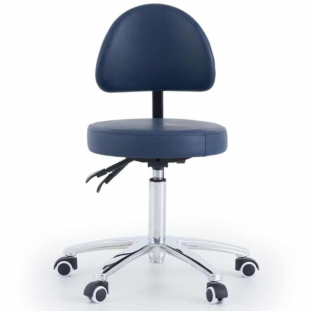 CubicHealth Round Stool With Backrest Navy Blue Front