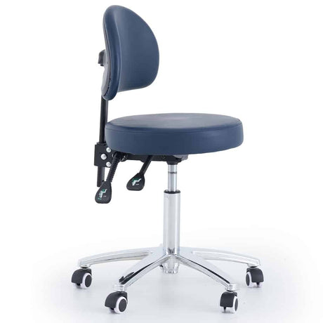 CubicHealth Round Stool With Backrest Navy Blue Side
