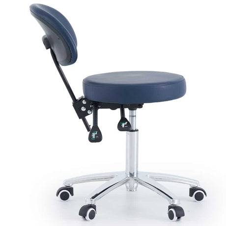 CubicHealth Round Stool With Backrest Navy Blue Tilt