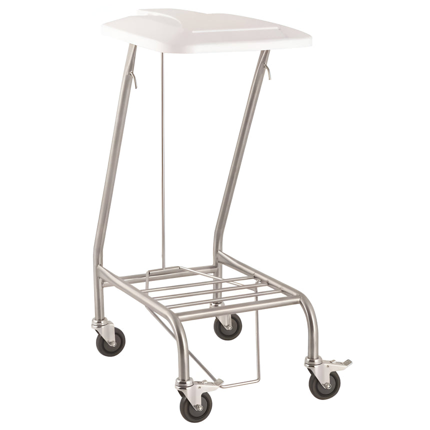 CubicHealth Stainless Steel Single Linen Bin Trolley With Lid