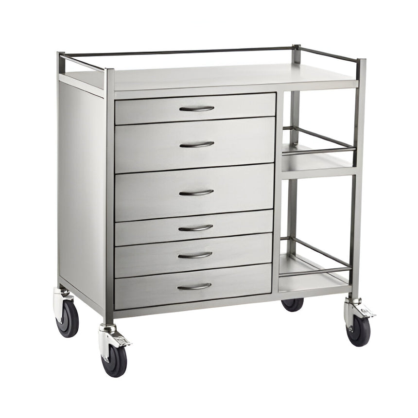 CubicHealth Stainless Steel Anaesthetic Trolley 6 Drawer