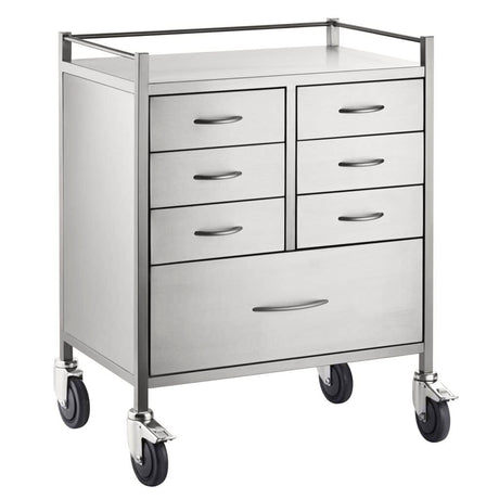 CubicHealth Stainless Steel Resuscitation Trolley 7 Drawer