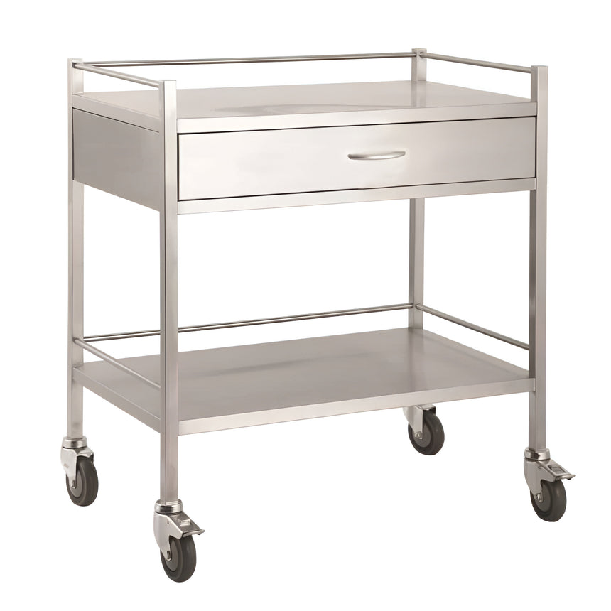 CubicHealth Stainless Steel Double Trolley 1 Drawer (Full Width)