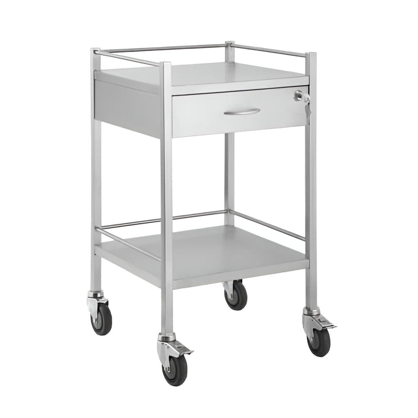 CubicHealth Stainless Steel Single Trolley 1 Drawer + Lock