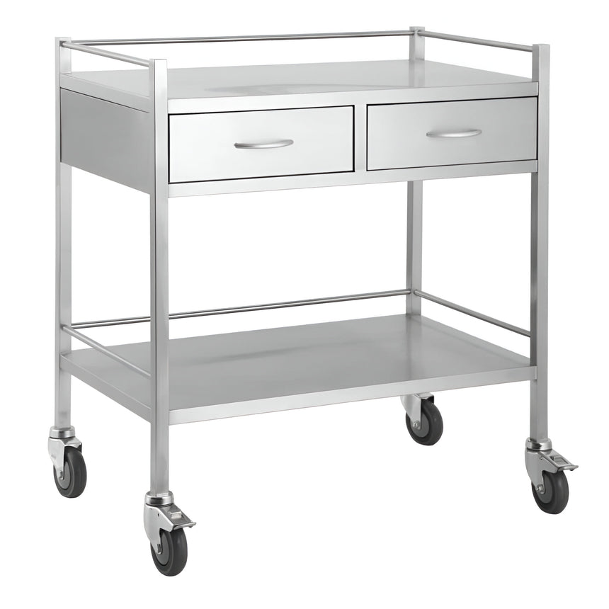 CubicHealth Stainless Steel Double Trolley 2 Drawer (Side by Side)