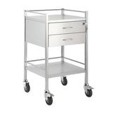 CubicHealth Stainless Steel Single Trolley 2 Drawer + Lock
