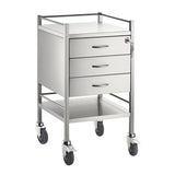 CubicHealth Stainless Steel Single Trolley 3 Drawer + Lock