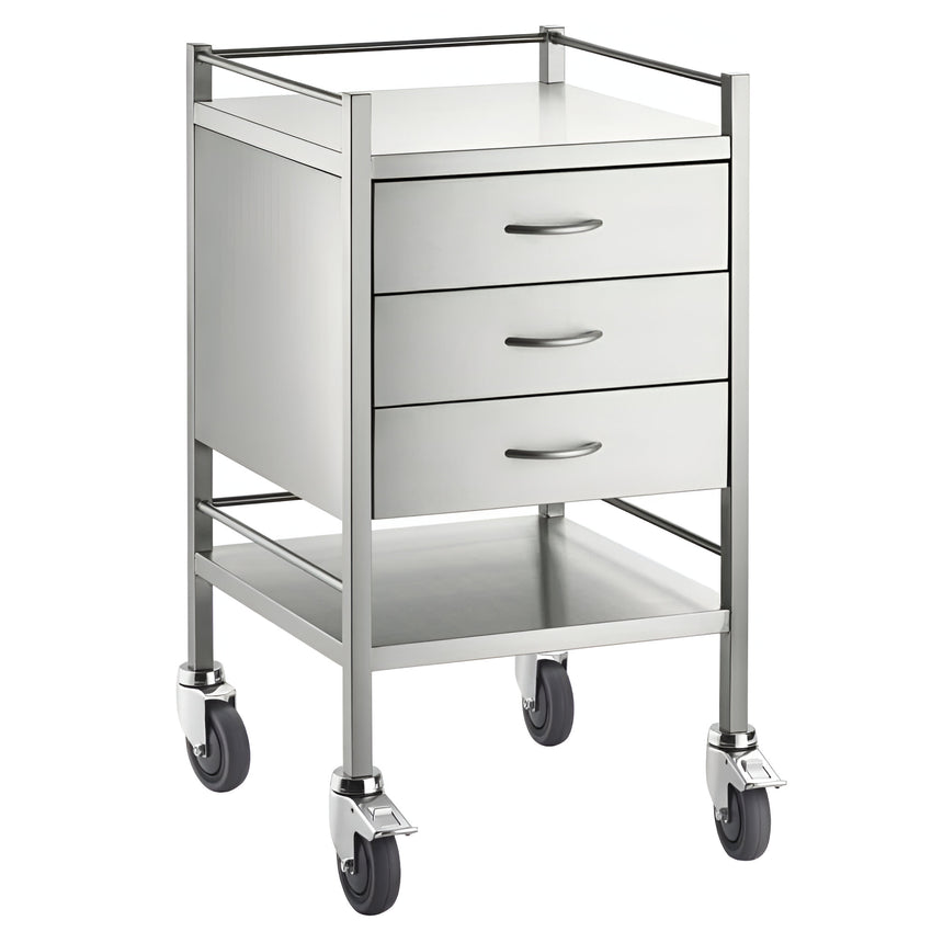 CubicHealth Stainless Steel Single Trolley 3 Drawer