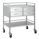 CubicHealth Stainless Steel Double Trolley 4 Drawer (Two Over Two)