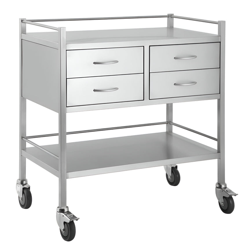 CubicHealth Stainless Steel Double Trolley 4 Drawer (Two Over Two)