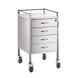 CubicHealth Stainless Steel Single Trolley 4 Drawer + Lock